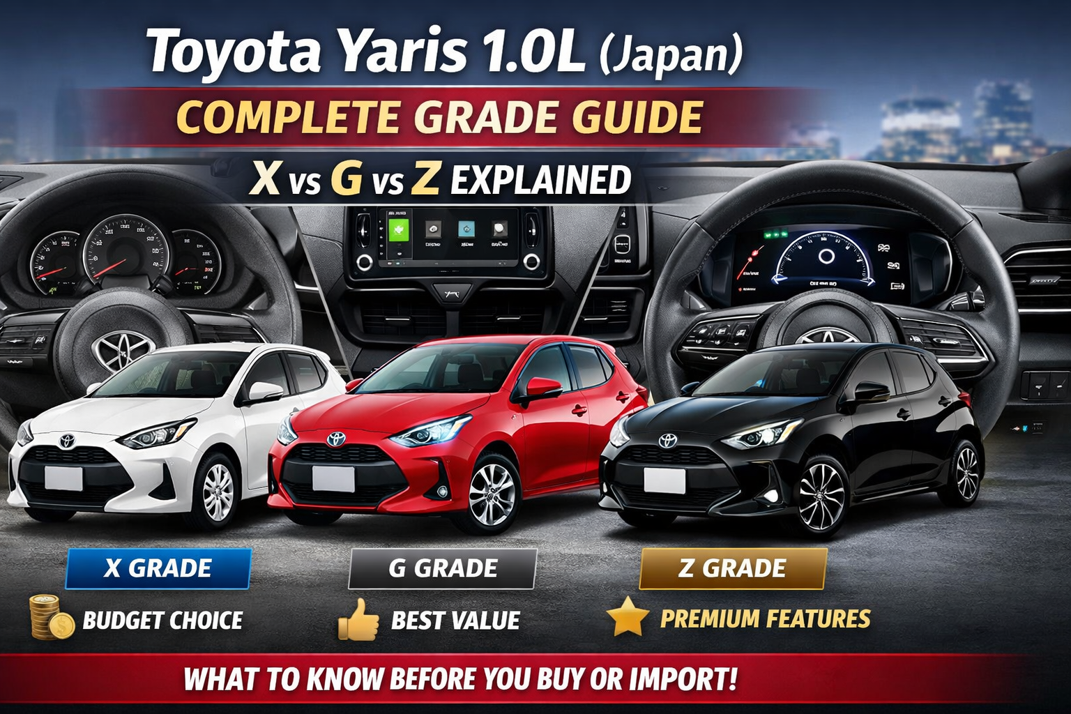 Toyota Yaris 1.0L Grade Guide: X vs G vs Z Differences Explained 