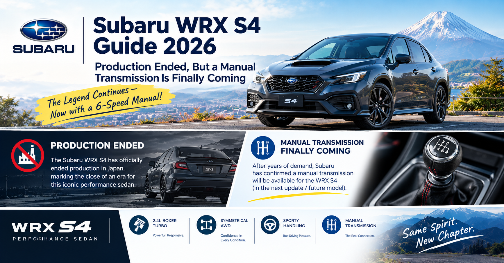 Subaru WRX S4 Guide 2026: Production Ended, But a Manual Transmission Is Finally Coming